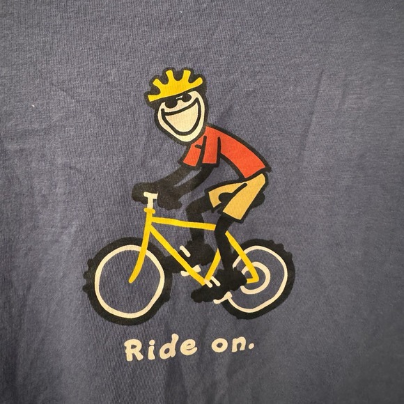 Vintage Life is Good RIDE ON‎ Character Bike Short Sleeve Graphic T Shirt Men S - Picture 1 of 5